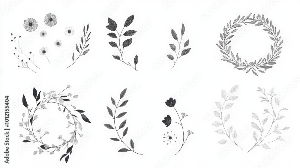 Minimalistic botanical wedding frame elements -- AI Generated Minimalistic botanical wedding frame elements -- AI Generated