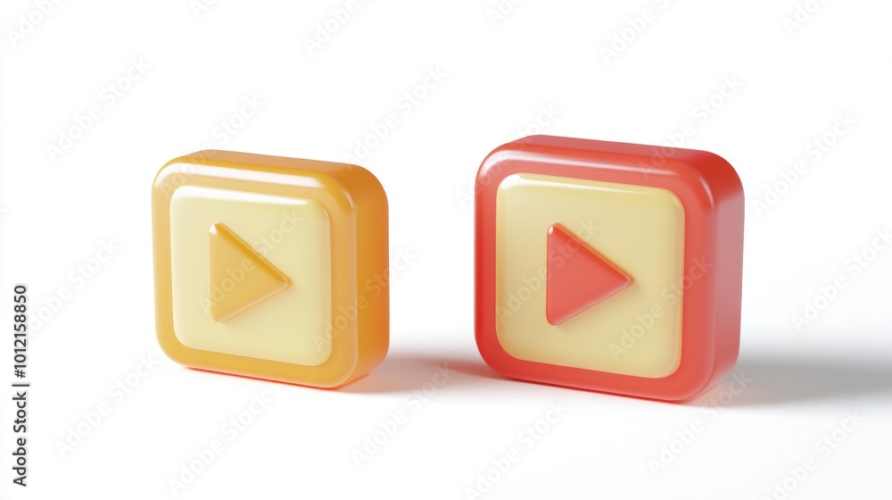 Two colorful play button icons in a modern design. Two colorful play button icons in a modern design.