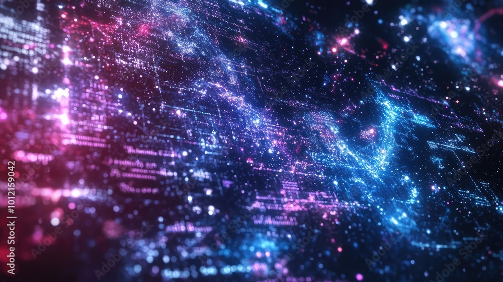 Obraz premium Physics or Mathematical Equations on a Universe-Themed LED Background -- AI Generated