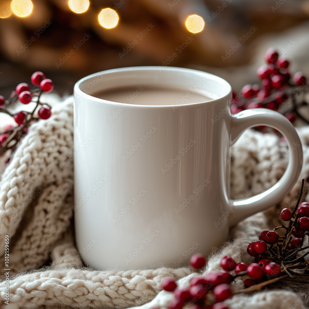 custom made wallpaper toronto digitalBlank white ceramic mug with Christmas coffee