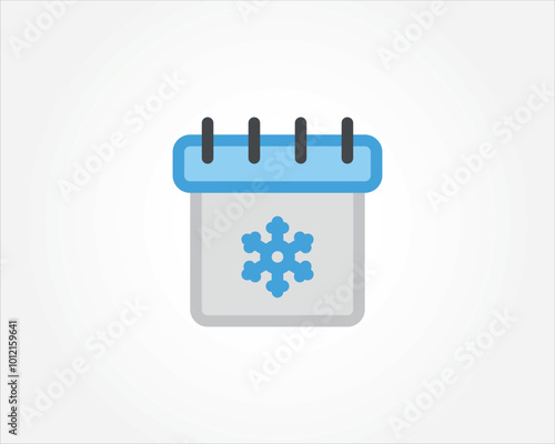 winter calendar flat icon isolated on a white background