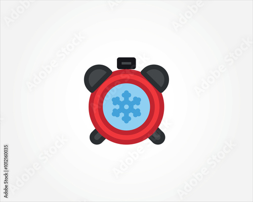 winter clock flat icon isolated on a white background