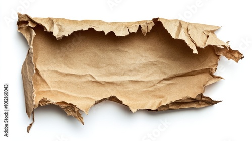 A piece of crumpled brown paper with torn edges, suggesting texture and vintage appeal.