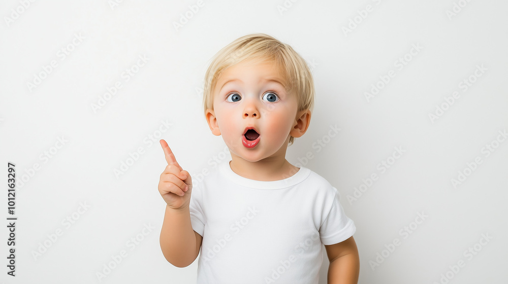 The happy child appears to have an idea and is thinking about something good or amazing. The happy child appears to have an idea and is thinking about something good or amazing.