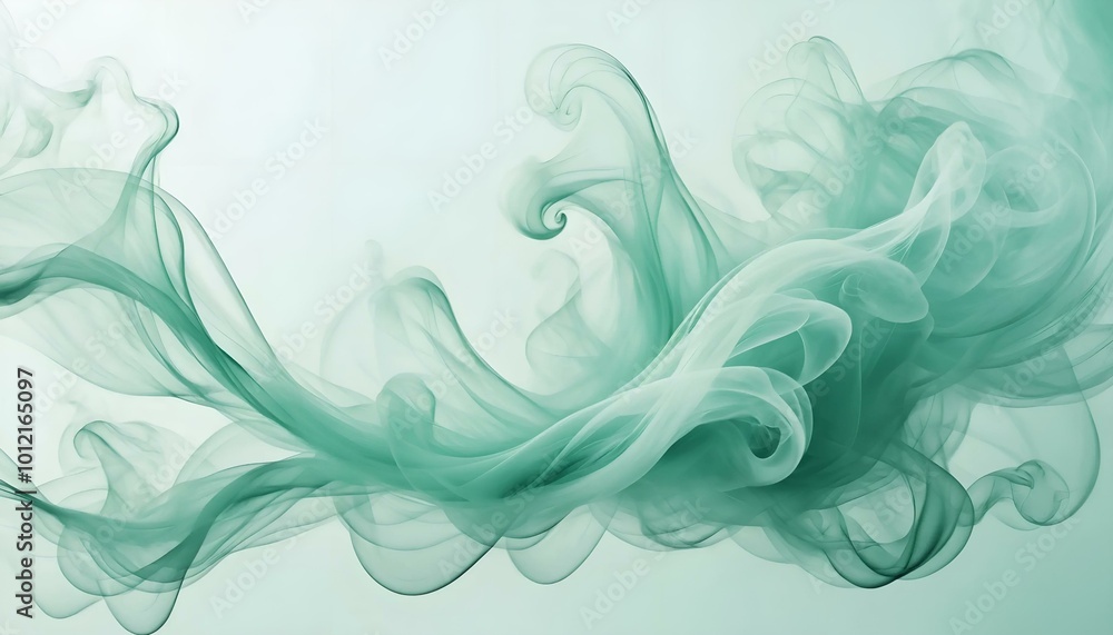 Fototapeta premium Elegant abstract liquid waves in soft green tones for creative backgrounds