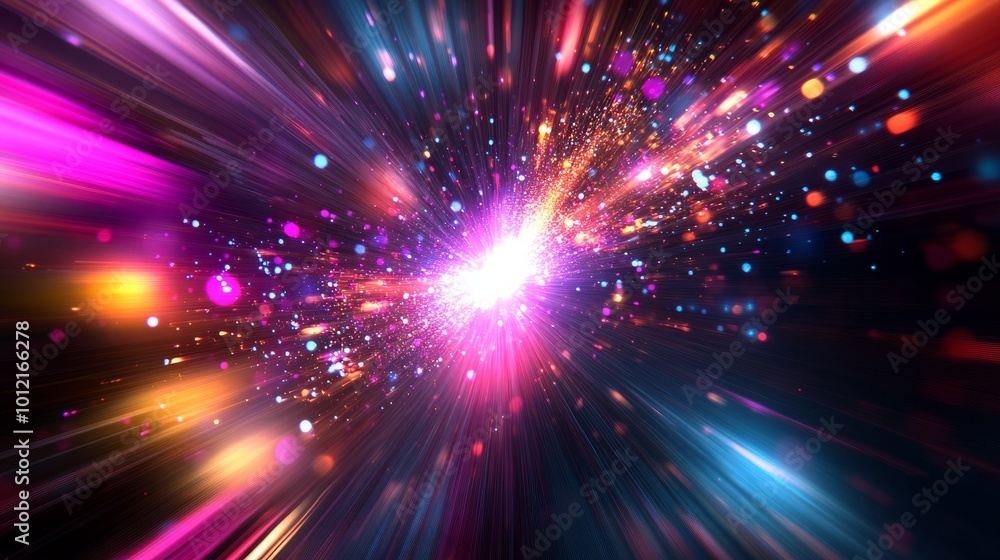 A futuristic design illustrating rapid data movement with glowing rays and dynamic explosions, capturing the essence of space travel A futuristic design illustrating rapid data movement with glowing rays and dynamic explosions, capturing the essence of space travel