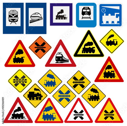 Railroads and Trains Warning Road Signs