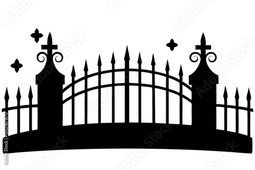 Old fence in the cemetery on a white background - Vector illustration