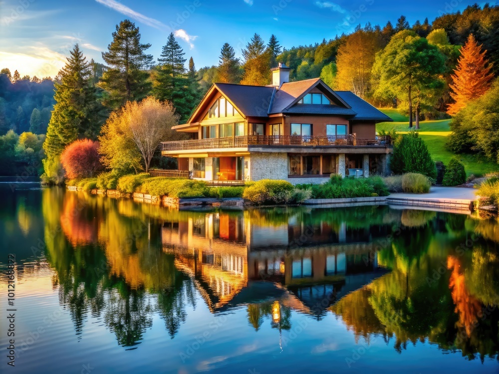 Elegant Luxury Lake House Surrounded by Nature with Scenic Views and Modern Architecture Features Elegant Luxury Lake House Surrounded by Nature with Scenic Views and Modern Architecture Features