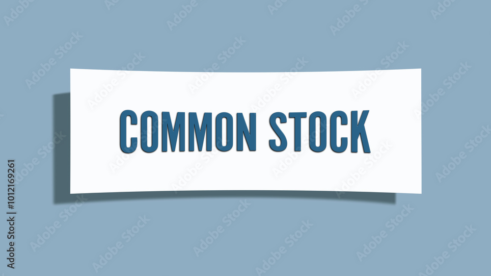 Common Stock. A card isolated on blue background. Common Stock. A card isolated on blue background.