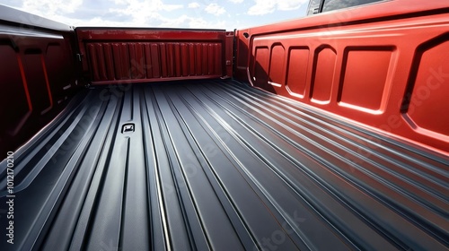 Polyurea coating for truck bed liner, highlighting durable protection, automotive surface enhancement, and modern vehicle maintenance technology. AI generated illustration.