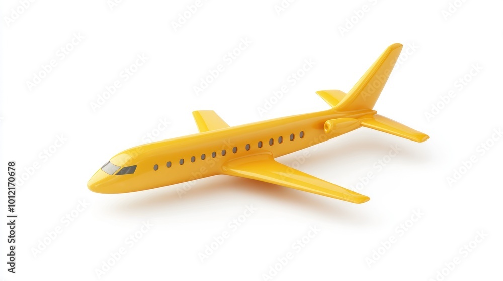 Fototapeta premium A bright yellow toy airplane, designed for imaginative play and children's activities.