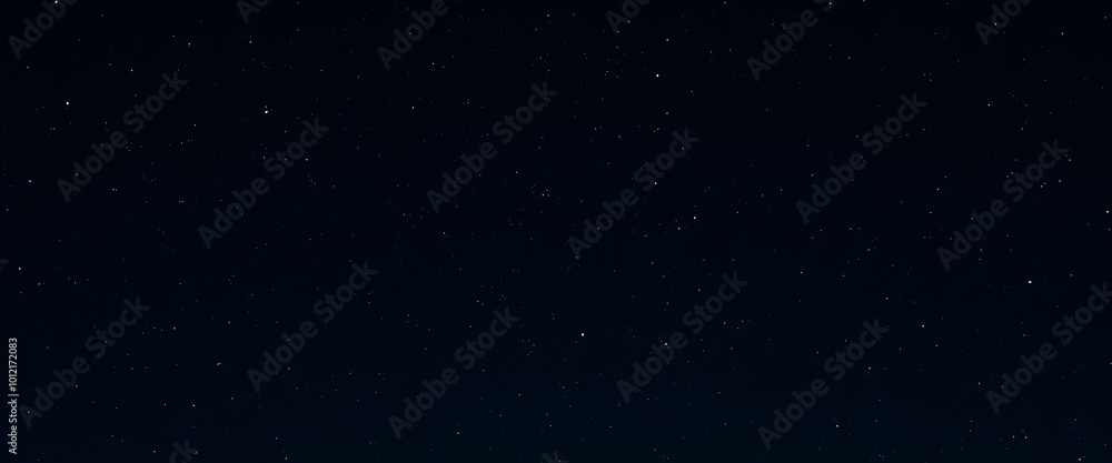 Fototapeta premium Starry sky, black background, distant stars, realistic photo effect, ultra-high definition resolution. The overall composition is simple and atmospheric, with small starlight shining in the dark night
