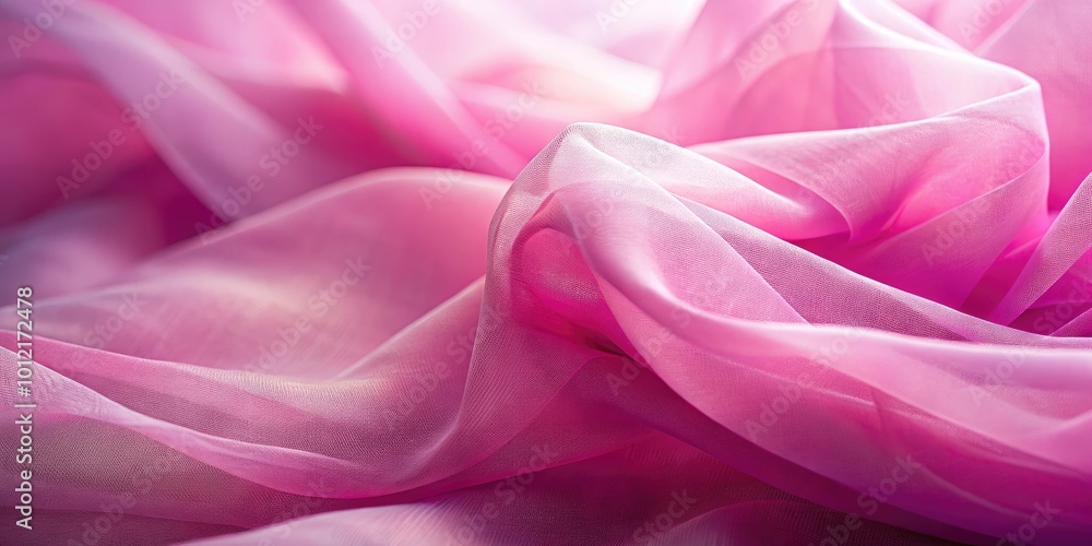 Elegant pink sheer fabric draping softly, creating a delicate and airy atmosphere for designs Elegant pink sheer fabric draping softly, creating a delicate and airy atmosphere for designs