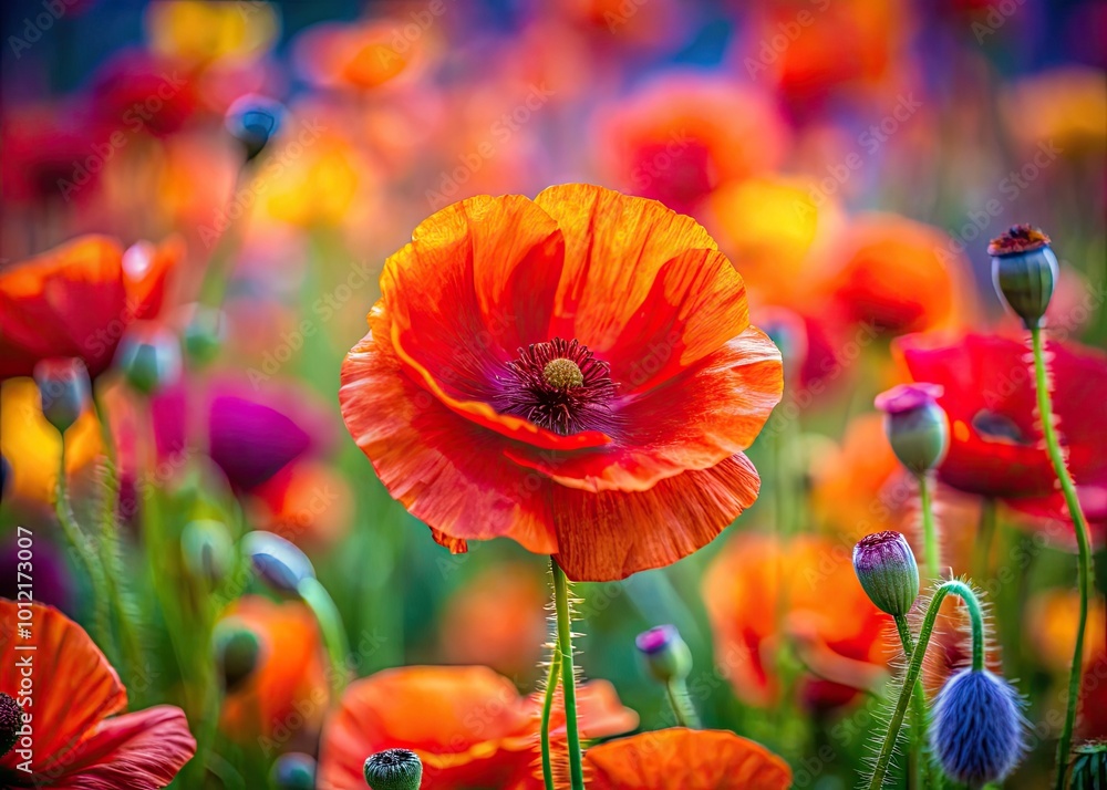 Obraz premium Elegant Poppy Outline Design for Floral Backgrounds, Textures, and Creative Projects in Nature Themes