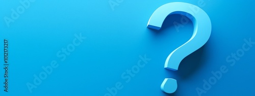 Photo of a Question Mark on a Blue Background, Symbolizing the Unknown and Mystery Related to Fear and Self-Doubt, with Copy Space for Web Banner.