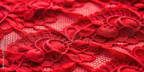 Elegant Red Lace Fabric Close-Up Perfect for Fashion, Textile Design, and Craft Projects Backgrounds