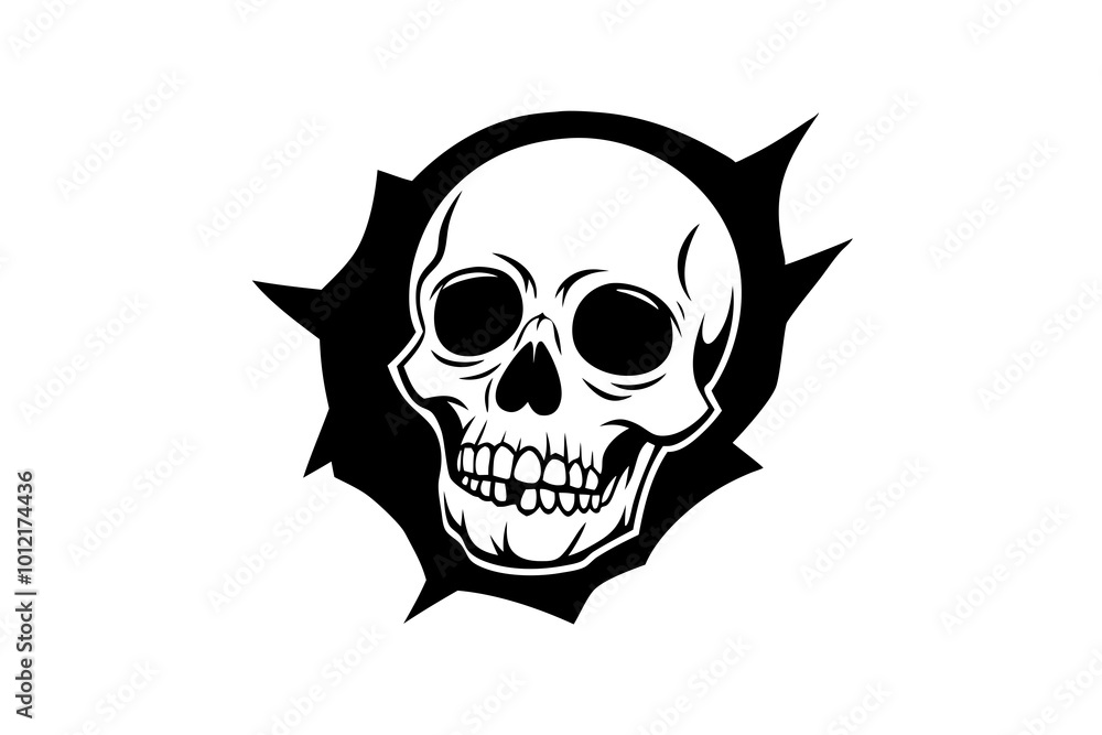 Human Skull peeping Through Hole drawn in tattoo style. Vector illustration. Human Skull peeping Through Hole drawn in tattoo style. Vector illustration.