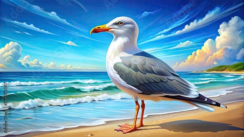 Elegant Seagull Vector Illustration for Coastal Themes, Nature Designs and Marine Life Graphics photo