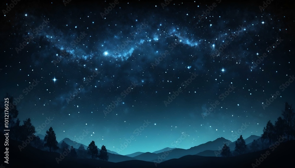 Obraz premium Starlit night sky over mountains with a galaxy view for nature and astronomy-themed designs 
