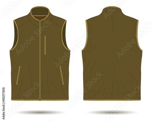 Modern brown vest mockup front and back view
