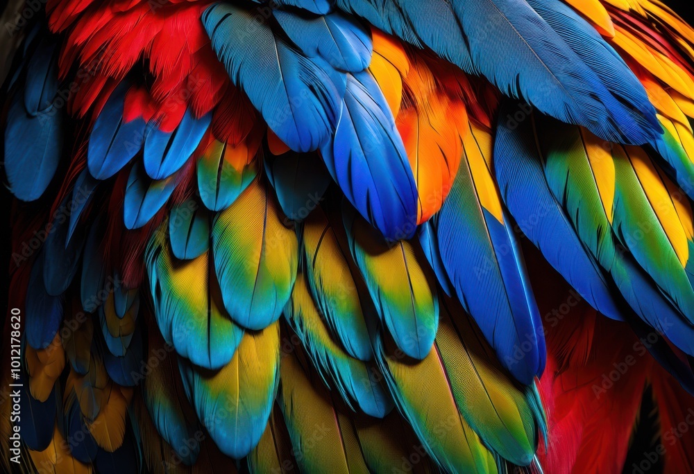 Obraz premium stunning close showcasing vibrant textures patterns exotic animals featuring more, fur, scale, wildlife, feather, vivid, skin, color, macro, design