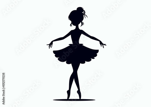 Silhouette of graceful ballerina. The elegance and plasticity of ballet