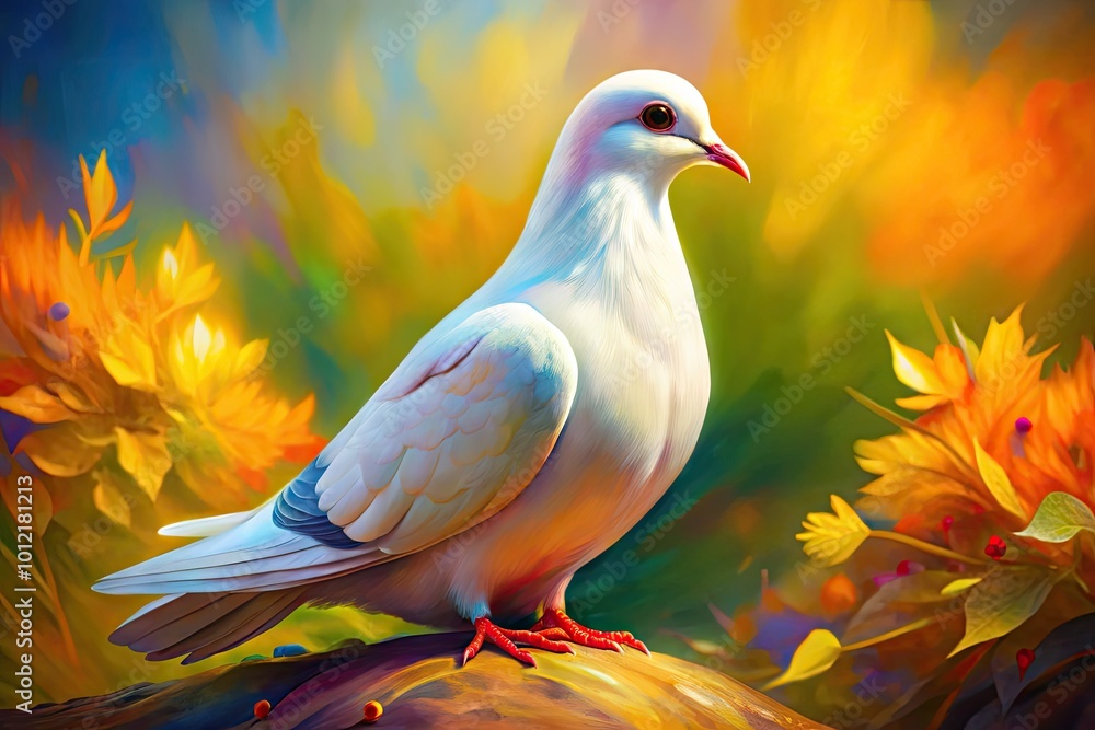 Elegant White Dove Painting on Canvas with Soft Background Ideal for Peace and Serenity Themes Elegant White Dove Painting on Canvas with Soft Background Ideal for Peace and Serenity Themes