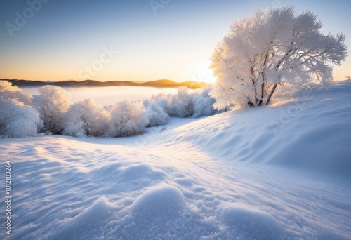 enchanting winter wonderland showcasing frosted branches amidst serene snow covered landscapes captivating scenery, adventure, blanket, beauty, breathe