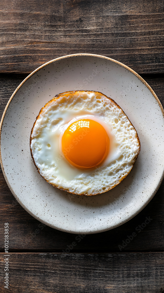 Appetizing fried egg is beautifully plated and ready to be savored as a delightful breakfast Appetizing fried egg is beautifully plated and ready to be savored as a delightful breakfast