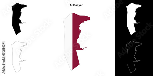 Al Daayen municipality outline map set