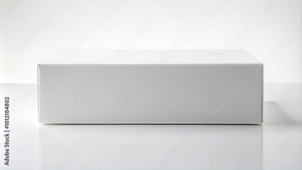 White wide horizontal rectangle box from front far side angle Symmetrical
