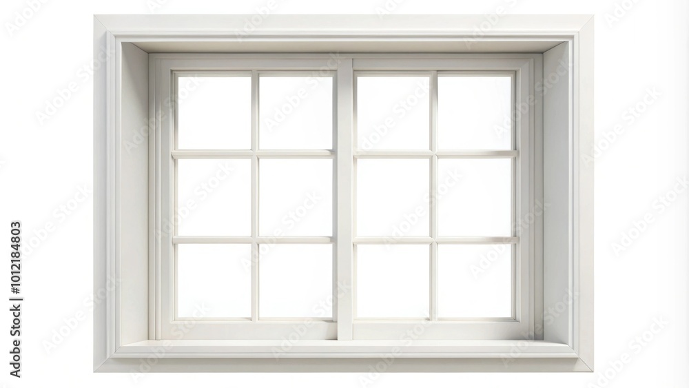 White window frame with leading lines isolated on white background White window frame with leading lines isolated on white background