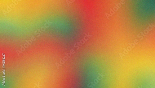 Grainy noisy gradient background Red, Green, Yellow. Sleek grainy design with bold grainy wave accents