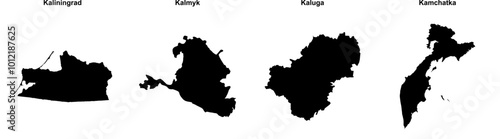 Kaliningrad, Kalmyk, Kaluga, Kamchatka outline maps