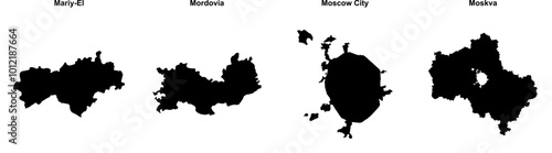 Mariy-El, Mordovia, Moscow City, Moskva outline maps