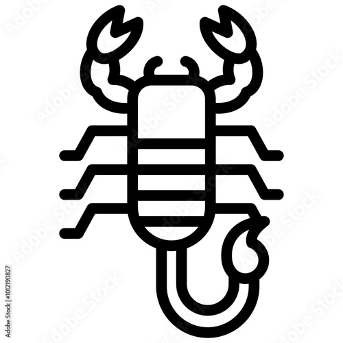 scorpion icon illustration design with outline