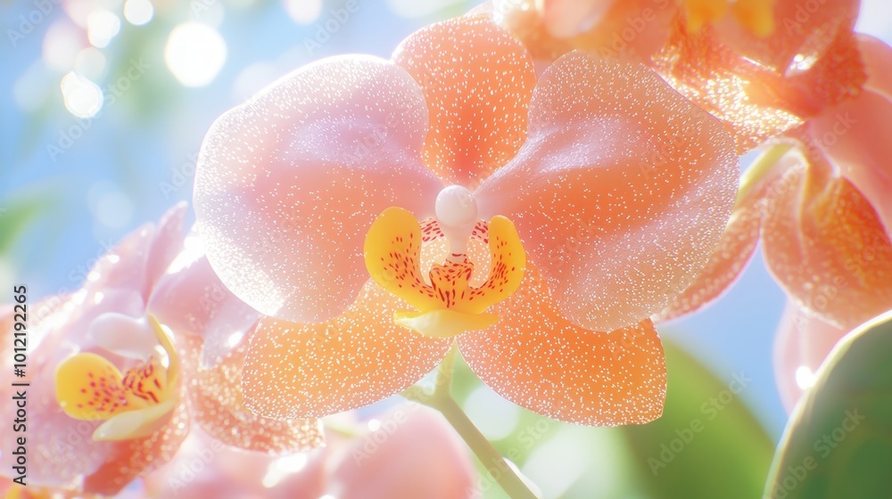 Vibrant Orange Orchid with Playful Petals - Detailed Macro Shot with Velvety Texture and Yellow Spots | Photorealistic Floral Beauty Vibrant Orange Orchid with Playful Petals - Detailed Macro Shot with Velvety Texture and Yellow Spots | Photorealistic Floral Beauty