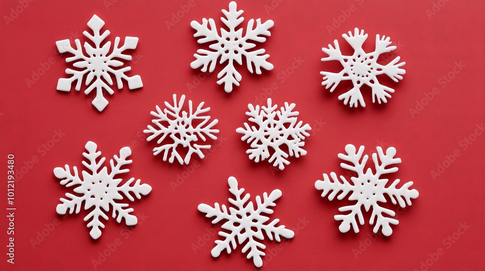 These are cute white snowflakes on a red background. They're perfect for adding a festive touch to your Christmas banners, cards, or New Year's decorations. These are cute white snowflakes on a red background. They're perfect for adding a festive touch to your Christmas banners, cards, or New Year's decorations.