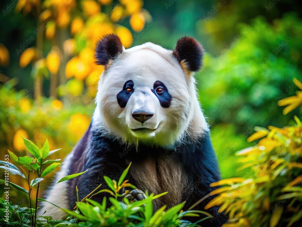 Obraz premium Endangered Panda Bear in Natural Habitat: Conservation Efforts for a Precious Species at Risk