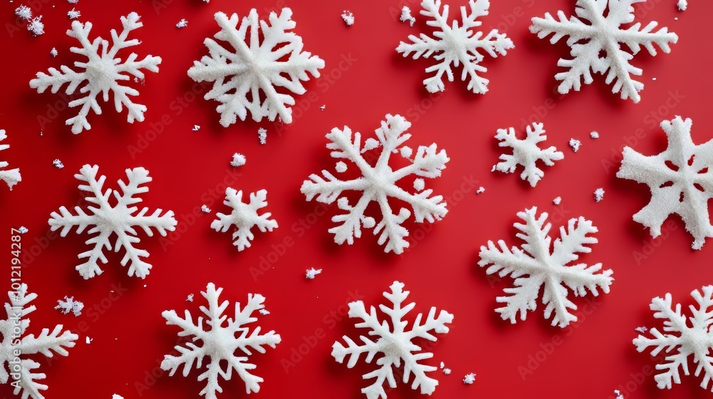 These are cute white snowflakes on a red background. They're perfect for adding a festive touch to your Christmas banners, cards, or New Year's decorations. These are cute white snowflakes on a red background. They're perfect for adding a festive touch to your Christmas banners, cards, or New Year's decorations.