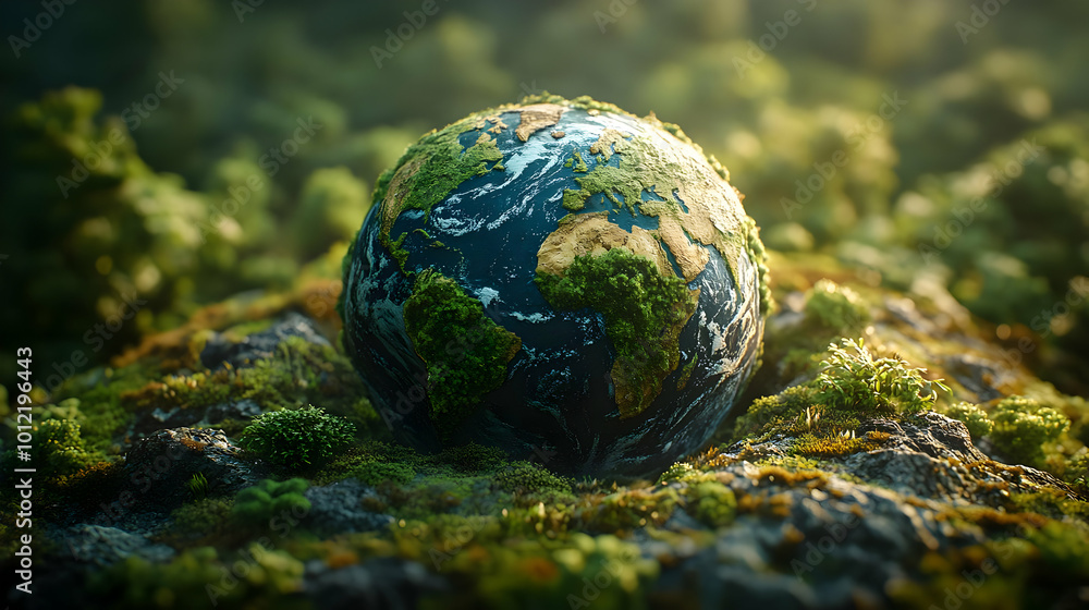 Green Earth Globe 3D Illustration Green Earth Globe 3D Illustration