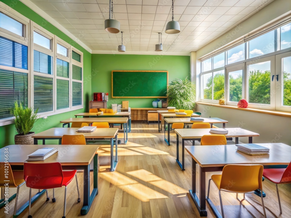 Engaging Classroom Setting with Blackboards, Desks, and Educational Materials for Learning Environments Engaging Classroom Setting with Blackboards, Desks, and Educational Materials for Learning Environments
