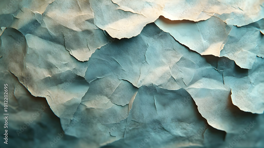 Fototapeta premium Abstract Teal Crumpled Paper Texture Background