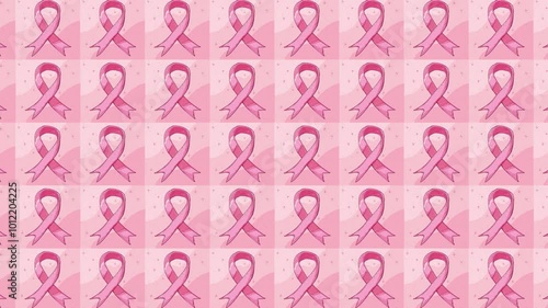 Pink ribbon breast cancer awareness animation background seamless pattern