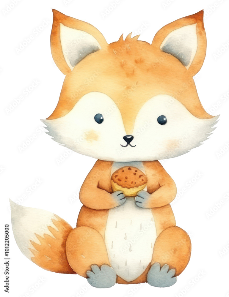 Naklejka premium PNG Fox eating cartoon animal nature.