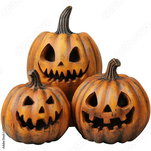 three halloween jack o lanterns clipart