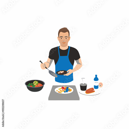 man cooking dinner