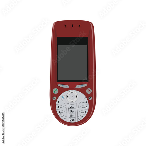 old-fashioned mobile phone, decorative art for trendy Y2K aesthetic, retro technology, vector design element. photo