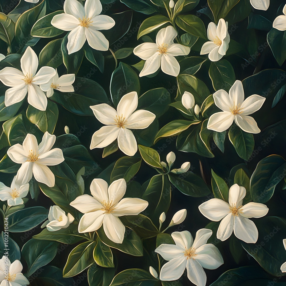 Fototapeta premium Captivating Star Jasmine Flowers in Blooming Spring Garden image
